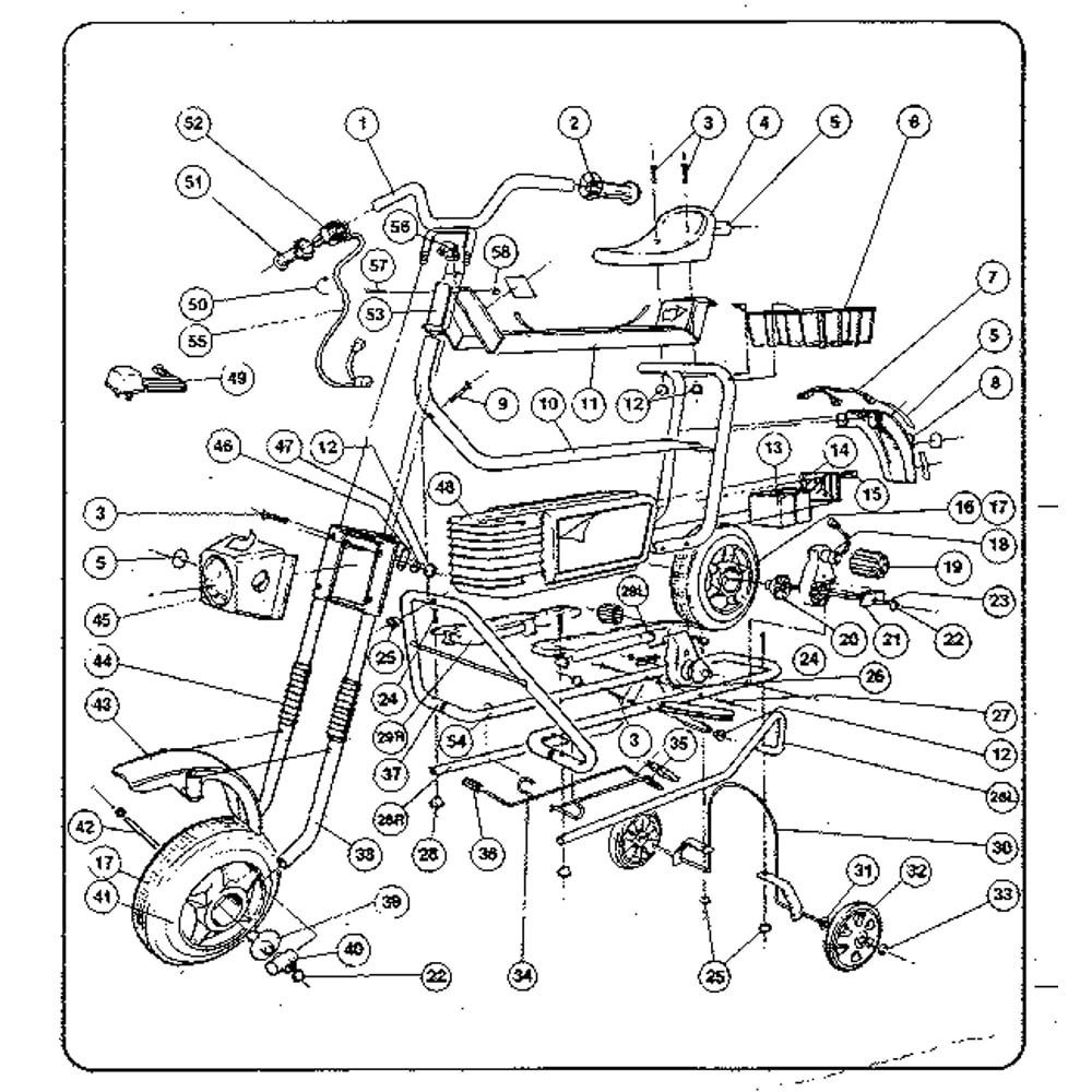 Replacement Parts Diagram and Parts List for 4580  Power Wheels Ride-On Cars